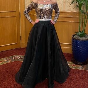 Jonathan Kayne off shoulder ball gown